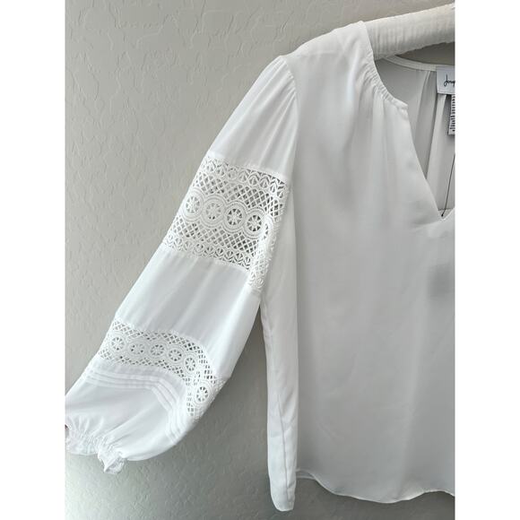 JOSEPH RIBKOFF White Lace Sleeve Blouse Boho Feminine Romantic Top NWT | Size 6 - Picture 4 of 8